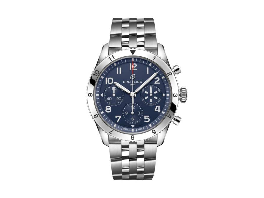 Classic Avi Chronograph 42 Tribute to Vought F4U Corsair Automatik Edelstahl blaues Zifferblatt Metallband