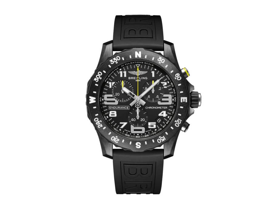 Endurance Pro 44 Chronograph Quarz Breitlight schwarzes Zifferblatt schwarzes Kautschukband