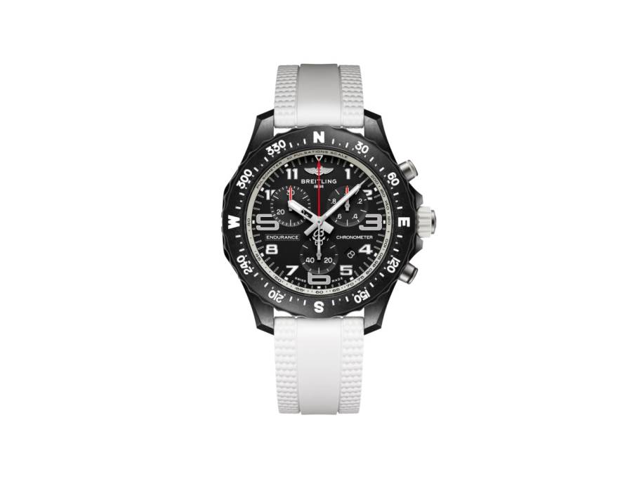 Endurance Pro 38 Chronograph Quarz Breitlight schwarzes Zifferblatt weißes Kautschukband