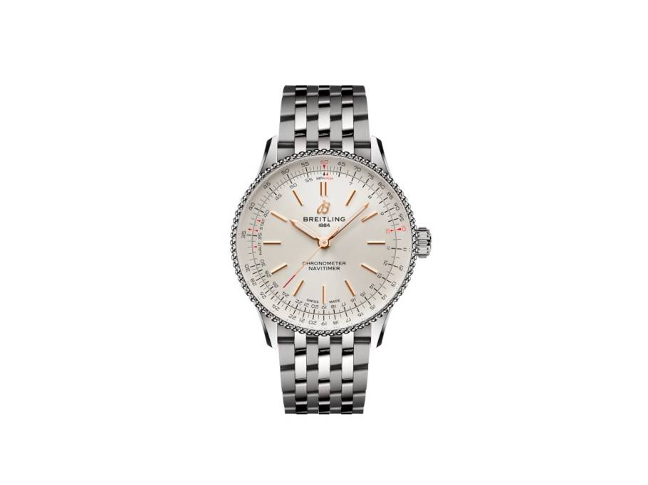 Navitimer Automatic 36 Edelstahl champagnerfarbenes Zifferblatt Metallband