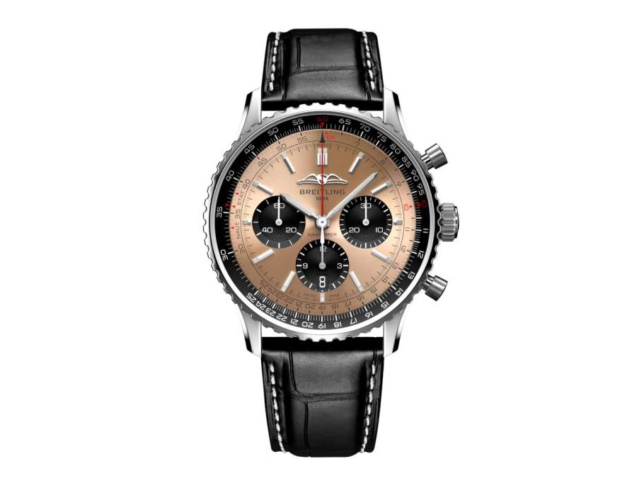 Navitimer B01 Chronograph 43 Edelstahl kupferfarbenes Zifferblatt schwarzes Lederband