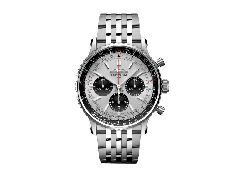 Navitimer B01 Chronograph 43 Edelstahl silbernes Zifferblatt Metallband