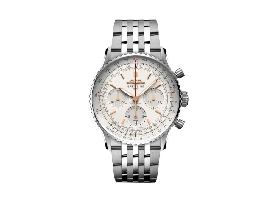 Navitimer B01 Chronograph 41 Edelstahl silbernes Zifferblatt Metallband