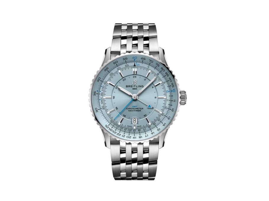 Navitimer Automatic GMT 41 Chronometer Edelstahl eisblaues Zifferblatt Metallband