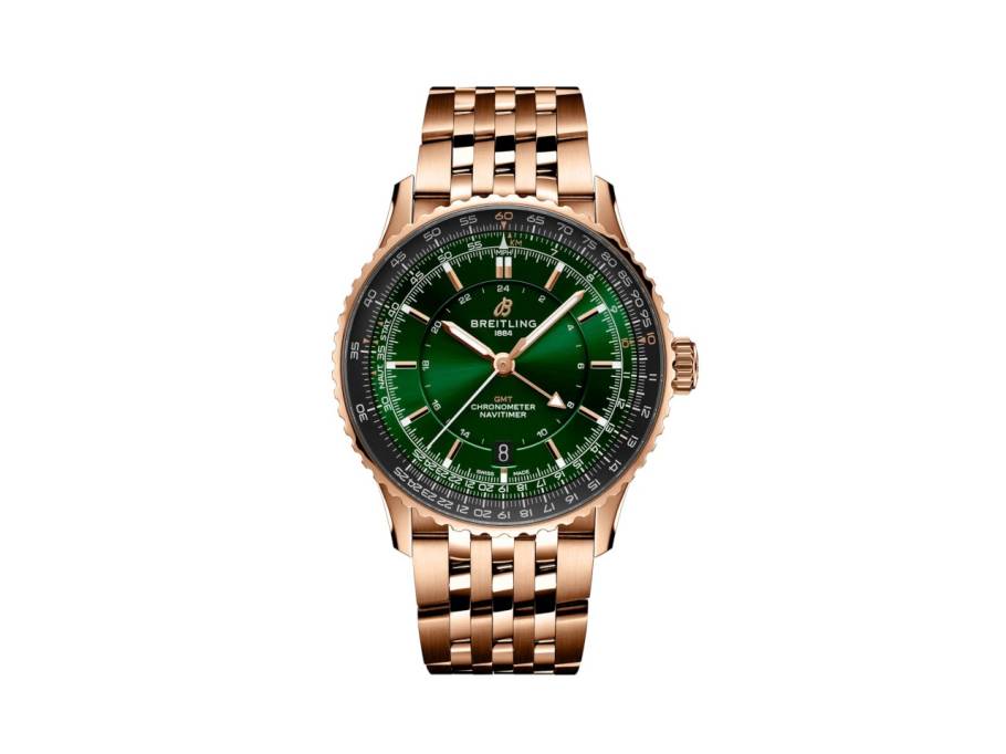 Navitimer Automatic GMT 41 Chronometer Rotgold grünes Zifferblatt Rotgoldband