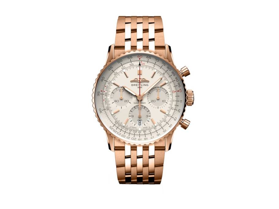 Navitimer B01 Chronograph 41 Rotgold silbernes Zifferblatt Rotgoldband