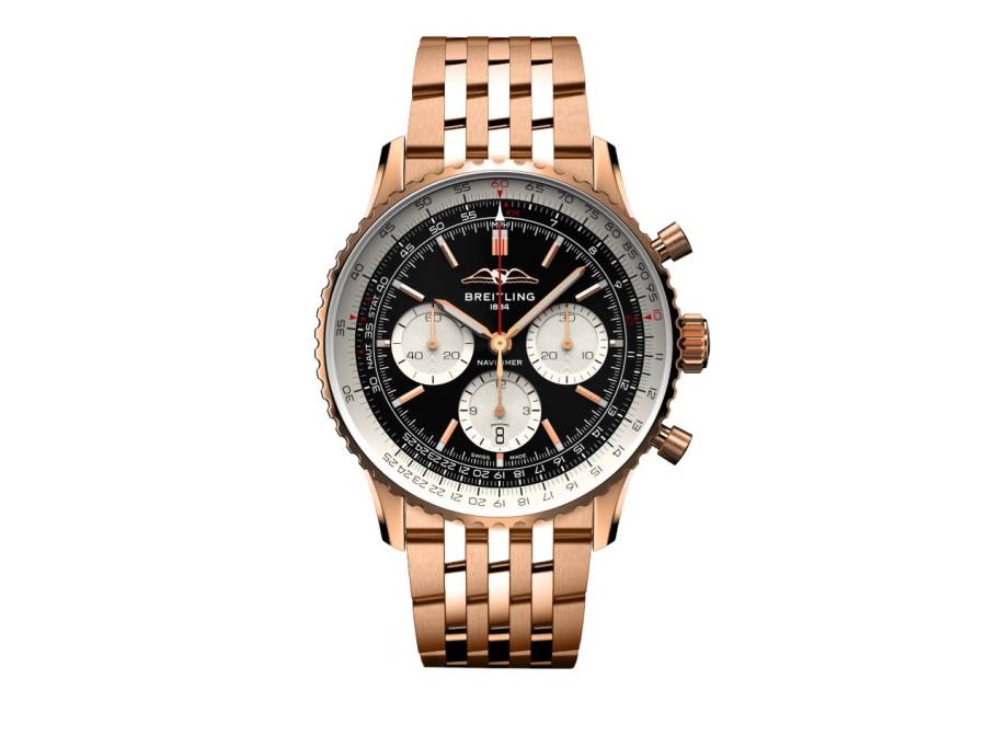 Navitimer B01 Chronograph 43 Rotgold schwarzes Zifferblatt Goldband