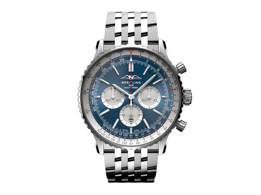 Navitimer B01 Chronograph 46 Edelstahl blaues Zifferblatt Metallband