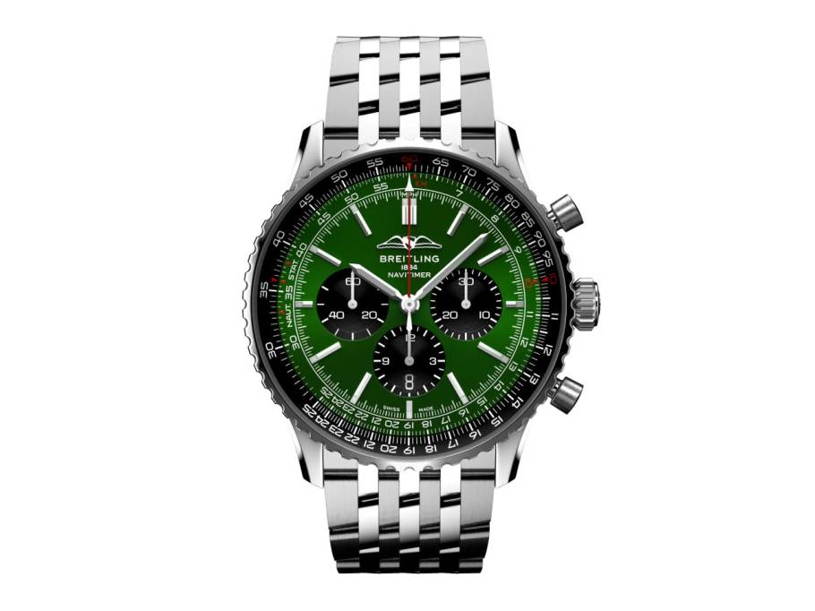 Navitimer B01 Chronograph 46 Edelstahl grünes Zifferblatt Metallband