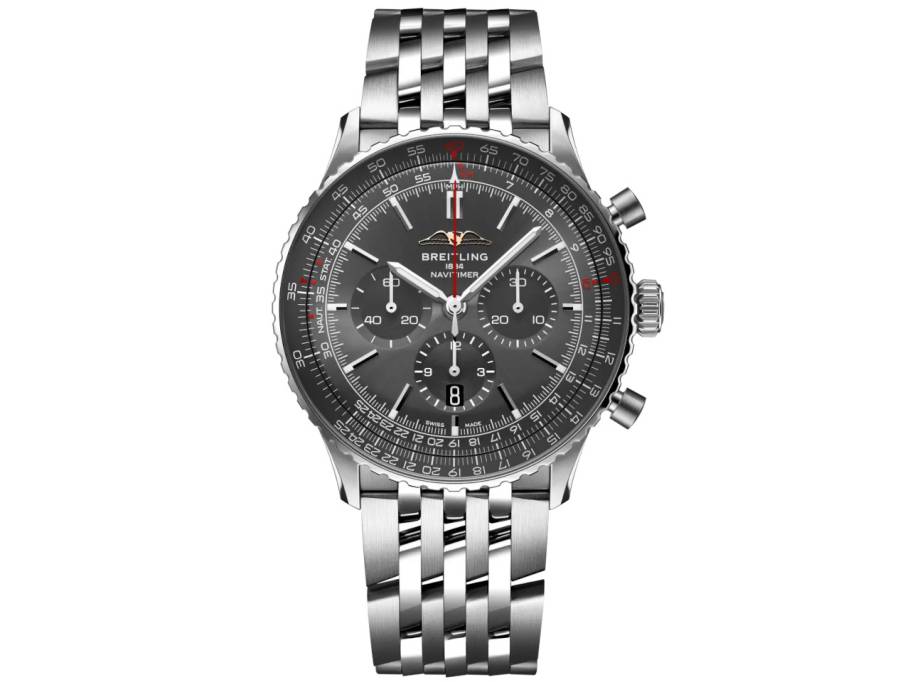 Navitimer B01 Chronograph 46 Edelstahl graues Zifferblatt Metallband