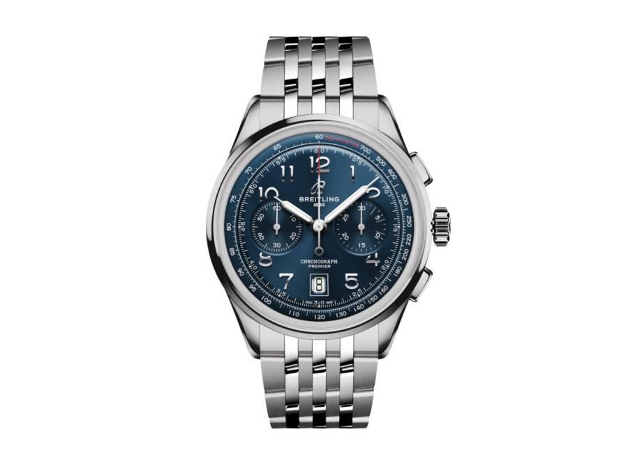 Premier B01 Chronograph 42 Automatik Edelstahl blaues Zifferblatt Metallband
