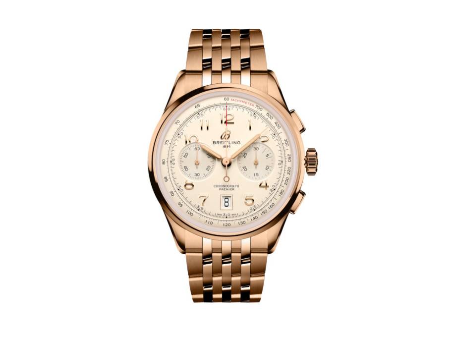 Premier B01 Chronograph 42 Automatik Rotgold beiges Zifferblatt Rotgoldband 