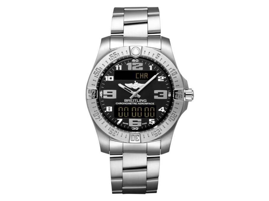 Aerospace Evo Quarz Titan 43mm schwarzes Zifferblatt Metallband