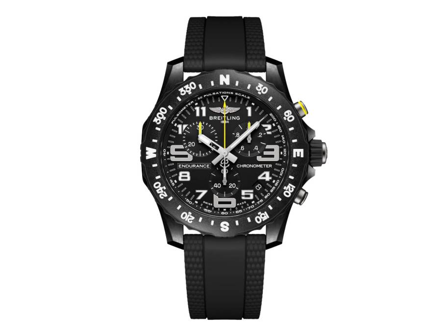 Endurance Pro 44 Chronograph Quarz Breitlight schwarzes Zifferblatt schwarzes Kautschukband