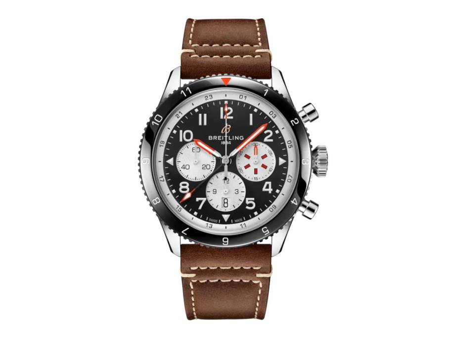 Super Avi B04 Chronograph GMT 46 Mosquito schwarzes Zifferblatt braunes Lederband