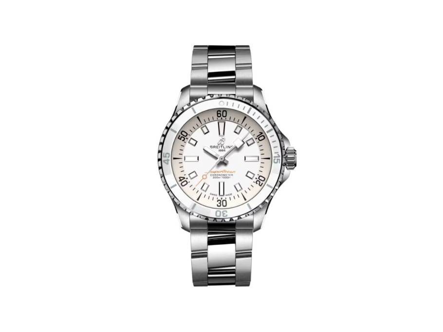 Superocean Automatic 36 Edelstahl weißes Zifferblatt Metallband