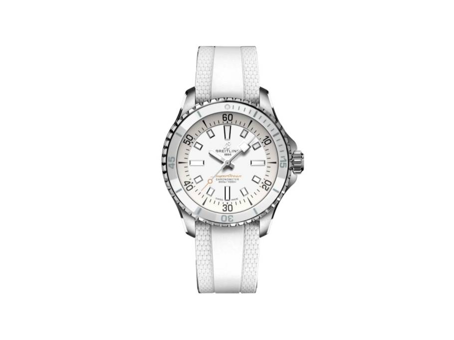 Superocean Automatic 36 Edelstahl weißes Zifferblatt weißes Kautschukband