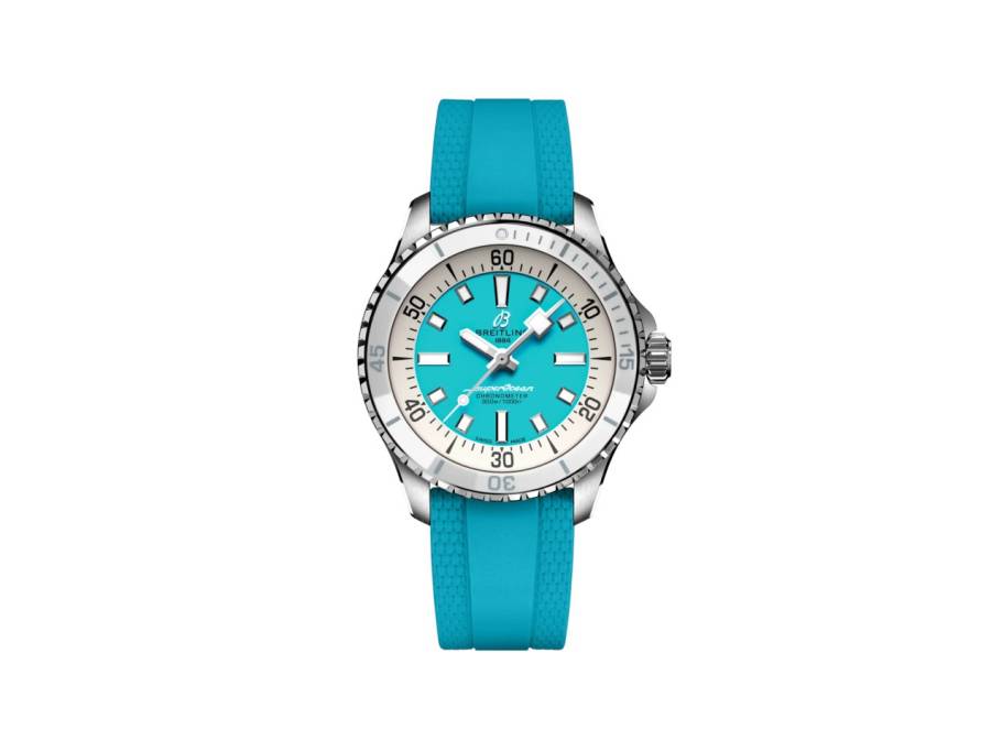 Superocean Automatic 36 Edelstahl blaues Zifferblatt blaues Kautschukband