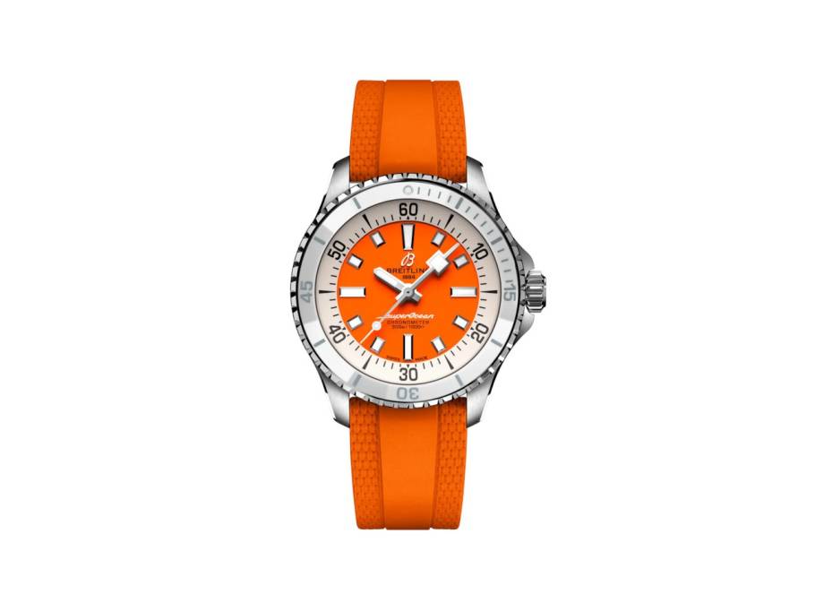 Superocean Automatic 36 Edelstahl orangenes Zifferblatt orangenes Kautschukband