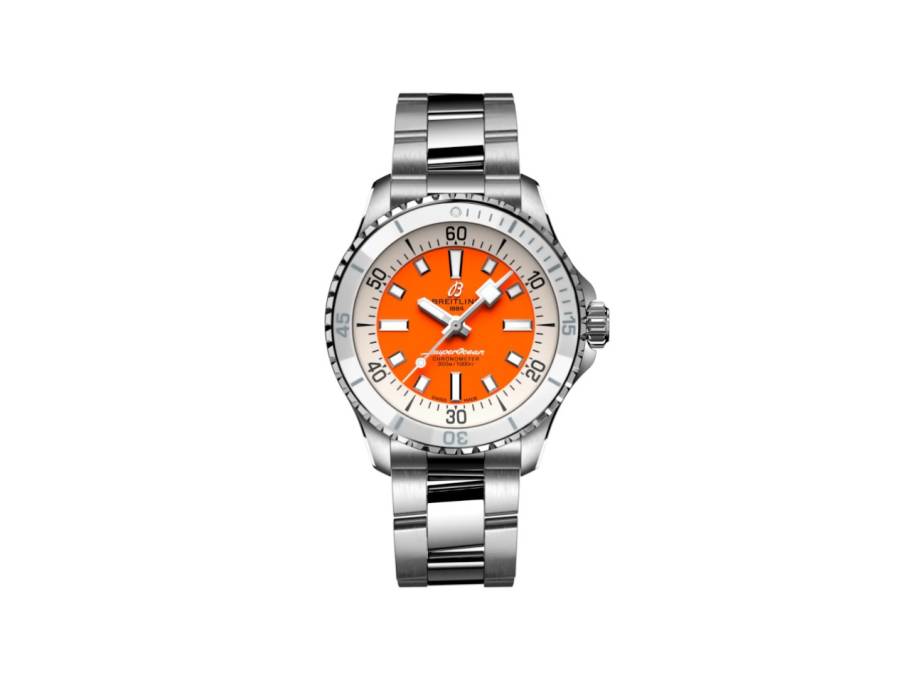 Superocean Automatic 36 Edelstahl orangenes Zifferblatt Metallband