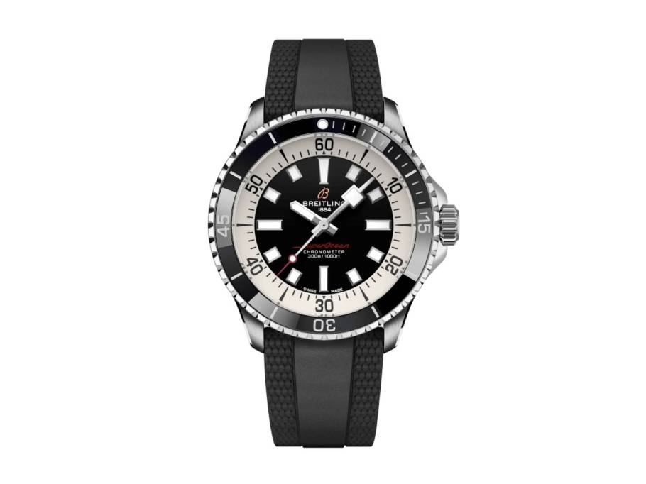 Superocean Automatic 42 Edelstahl schwarzes Zifferblatt schwarzes Kautschukband