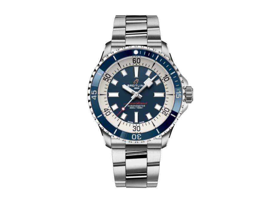 Superocean Automatic 42 Edelstahl blaues Zifferblatt Metallband