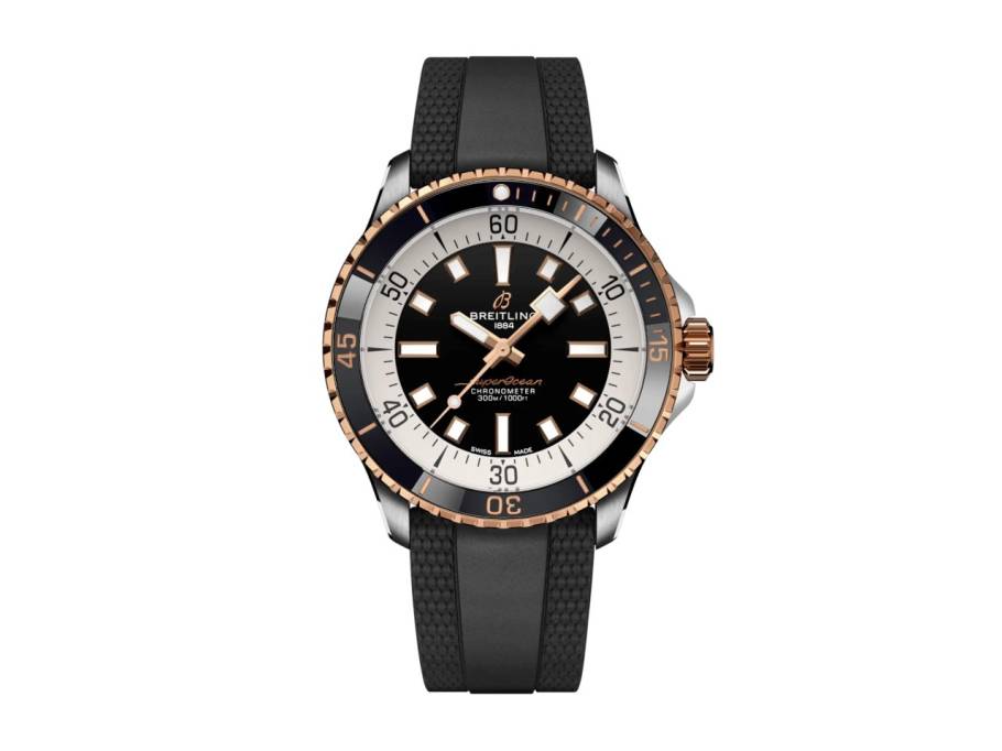 Superocean Automatic 42 Edelstahl schwarzes Zifferblatt schwarzes Kautschukband