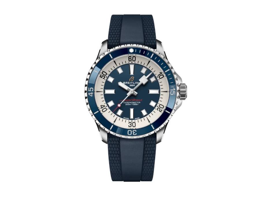 Superocean Automatic 42 Edelstahl blaues Zifferblatt blaues Kautschukband