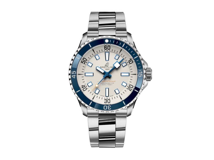 Superocean Automatic 42 Edelstahl weißes Zifferblatt Metallband