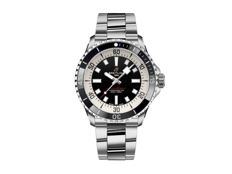 Superocean Automatic 42 Edelstahl schwarzes Zifferblatt Metallband