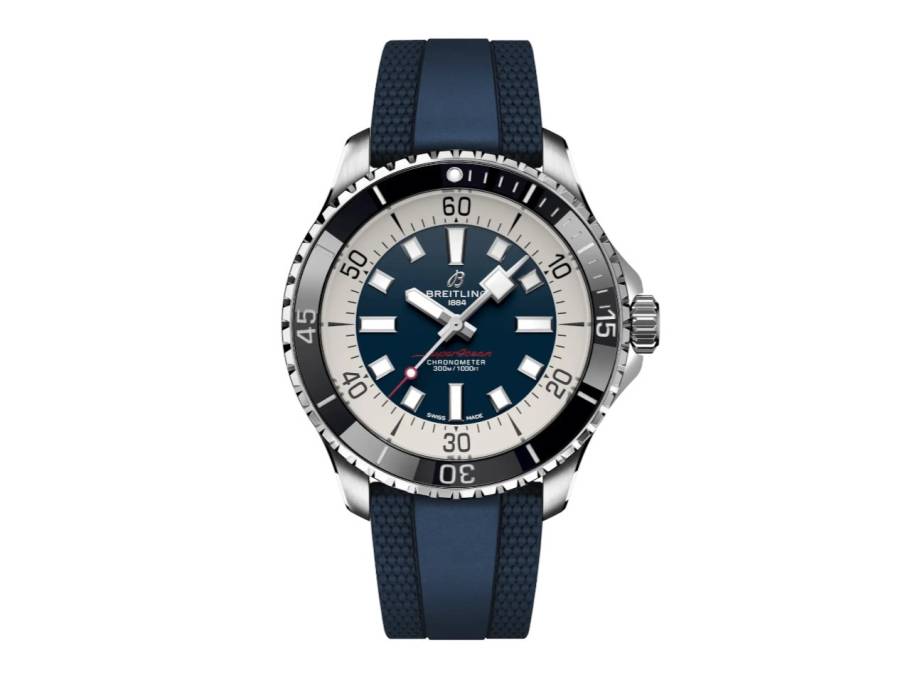 Superocean Automatic 44 Edelstahl blaues Zifferblatt blaues Kautschukband