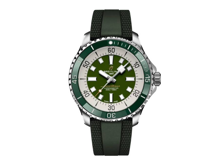 Superocean Automatic 44 Edelstahl grünes Zifferblatt schwarzes Kautschukband