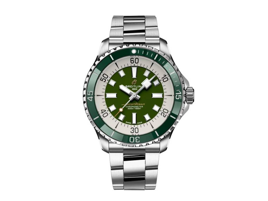 Superocean Automatic 44 Edelstahl grünes Zifferblatt Metallband