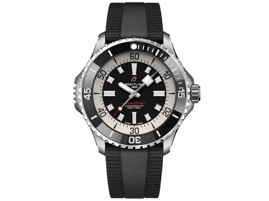 Superocean Automatic 46 Edelstahl schwarzes Zifferblatt schwarzes Kautschukband