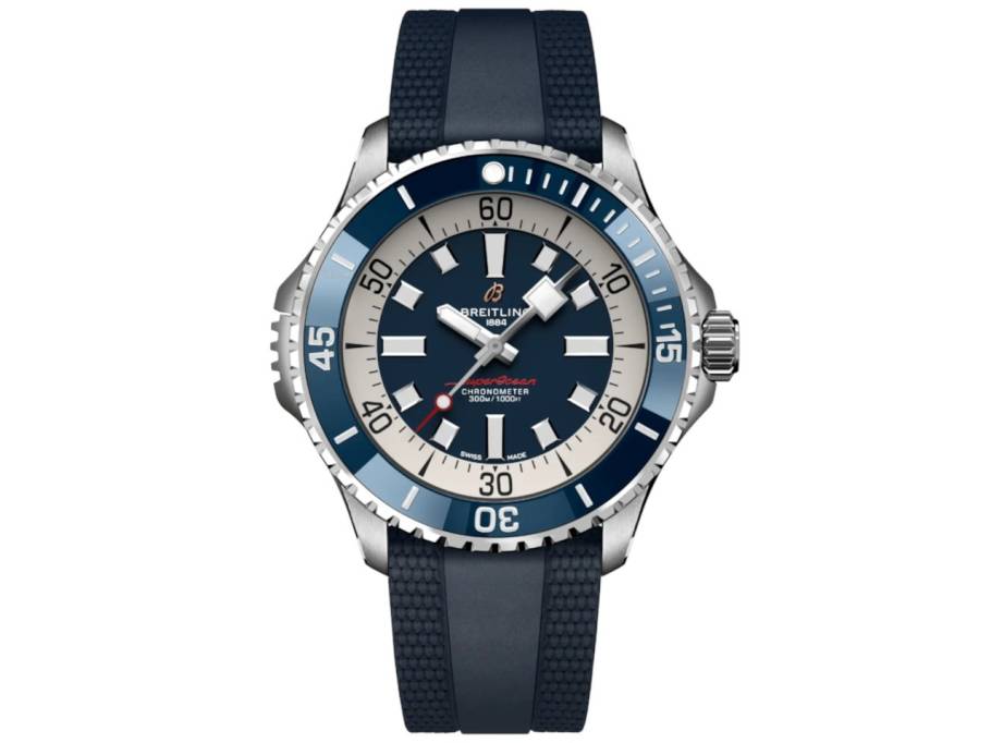 Superocean Automatic 46 Edelstahl blaues Zifferblatt blaues Kautschukband