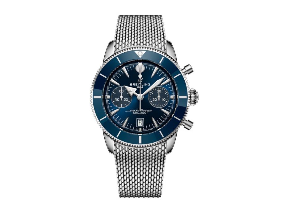 Superocean Heritage B01 Chronograph Automatik Edelstahl 42mm blaues Zifferblatt Metallband