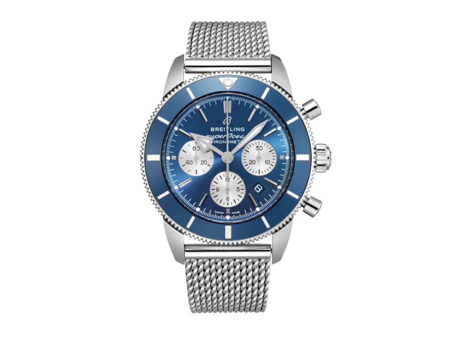 Superocean Heritage B01 Chronograph 44 Automatik Edelstahl blaues Zifferblatt Metallband