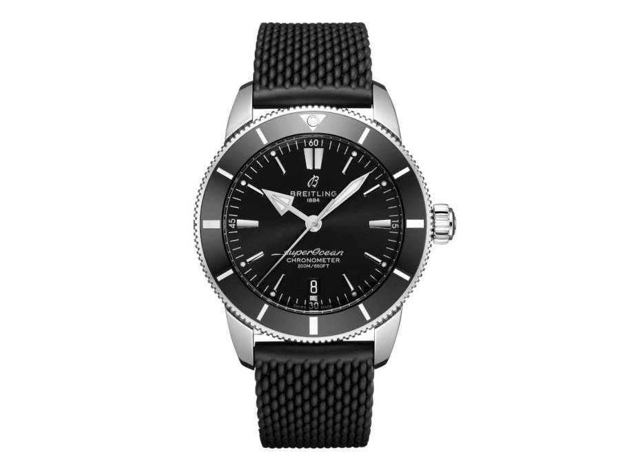 Superocean Heritage B20 Automatic 44 Edelstahl schwarzes Zifferblatt schwarzes Kautschukband
