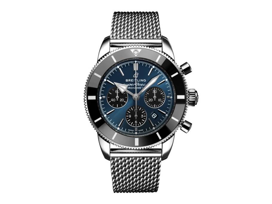 Superocean Heritage B01 Chronograph 44 Automatik Edelstahl blaues Zifferblatt Metallband