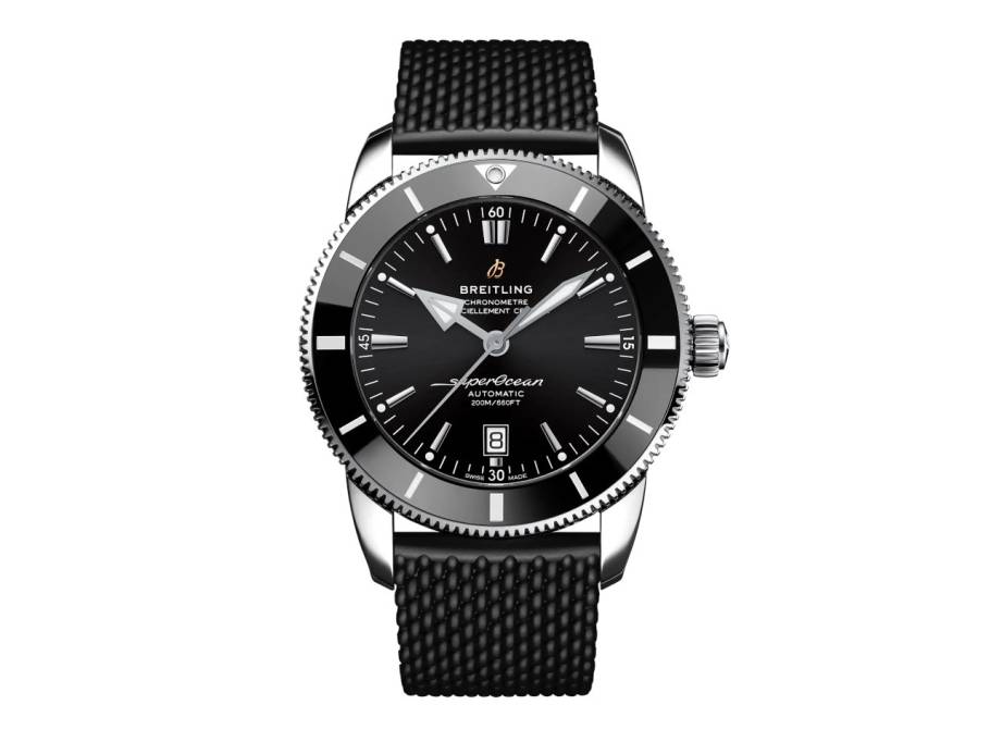 Superocean Heritage B20 Automatic 46 Edelstahl schwarzes Zifferblatt schwarzes Kautschukband