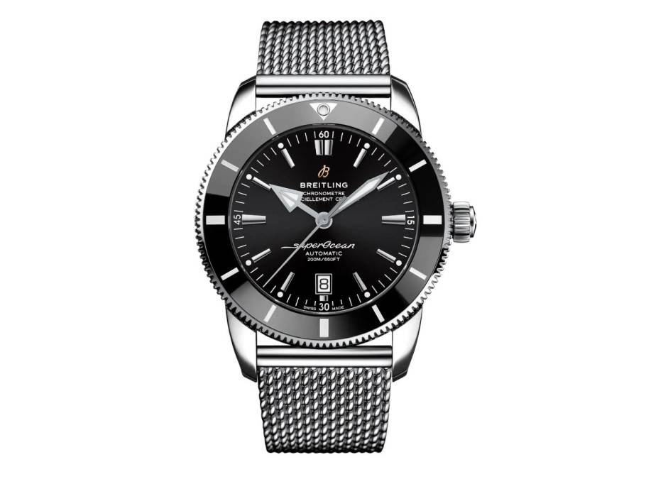 Superocean Heritage B20 Automatic 46 Edelstahl schwarzes Zifferblatt Metallband