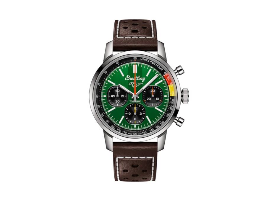 Top Time B01 Ford Mustang Automatik Edelstahl 41mm grünes Zifferblatt braunes Lederband