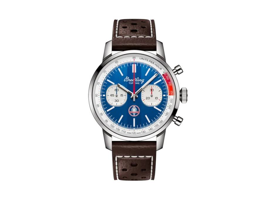 Top Time B01 Shelby Cobra Automatik Edelstahl 41mm blaues Zifferblatt braunes Lederband