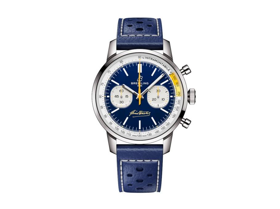 Top Time B01 Gino Bartali Chronograph Automatik Edelstahl 41mm blaues Zifferblatt blaues Lederband limitiert