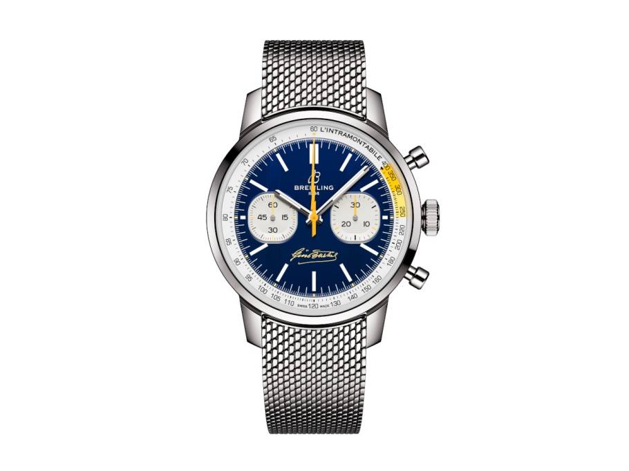 Top Time B01 Gino Bartali Chronograph Automatik Edelstahl 41mm blaues Zifferblatt Metallband limitiert