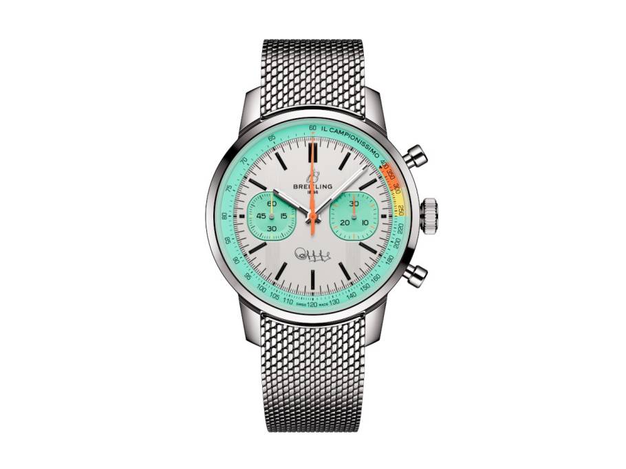 Top Time B01 Fausto Coppi Chronograph Automatik Edelstahl 41mm türkises Zifferblatt Metallband limitiert