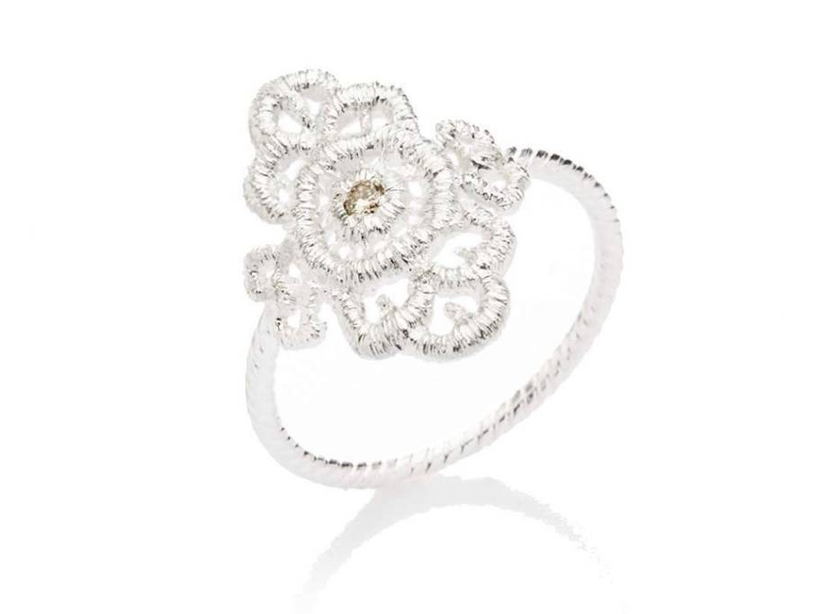 Mona Lisa Ring Silber 20mm mit Brillant champagner