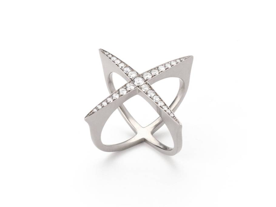 Brillantkreuz Ring Platin mit Brillanten