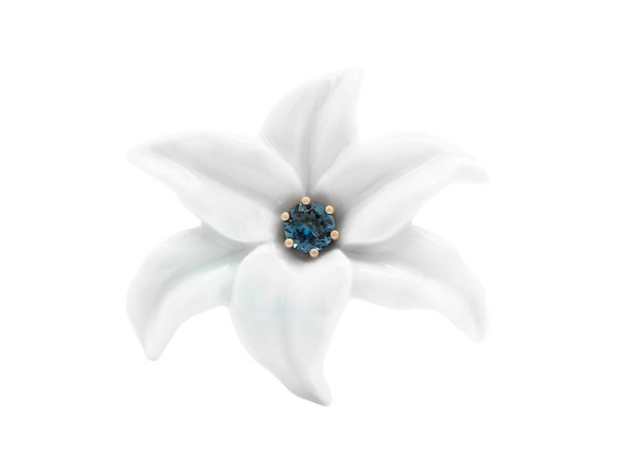 Bloom Collection Brosche "Blüte" Silber vergoldet 4,8x5,5cm mit Topas