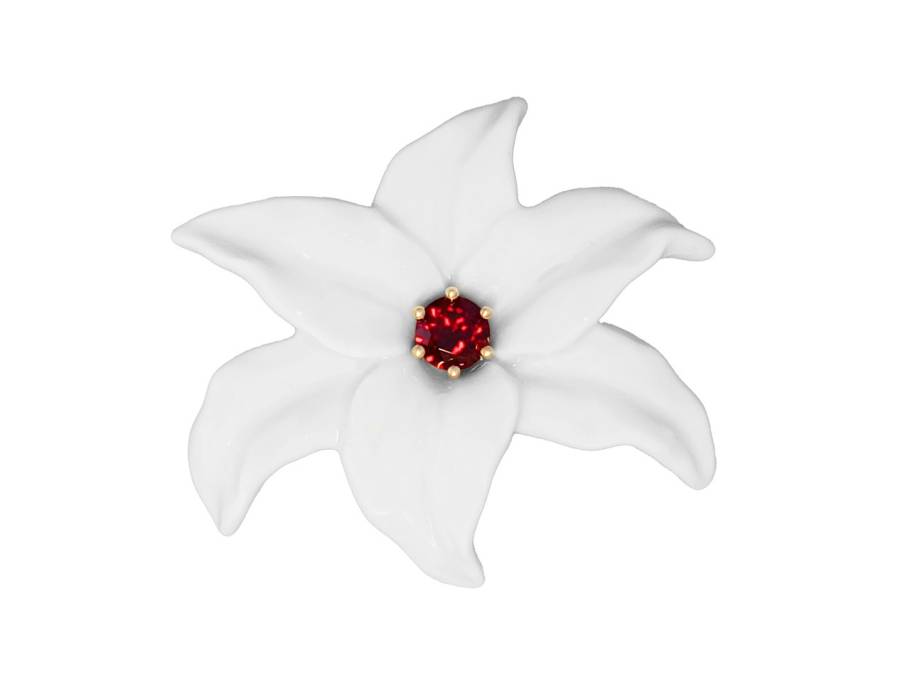 Bloom Collection Brosche "Blüte" Silber vergoldet 4,8x5,5cm mit Granat